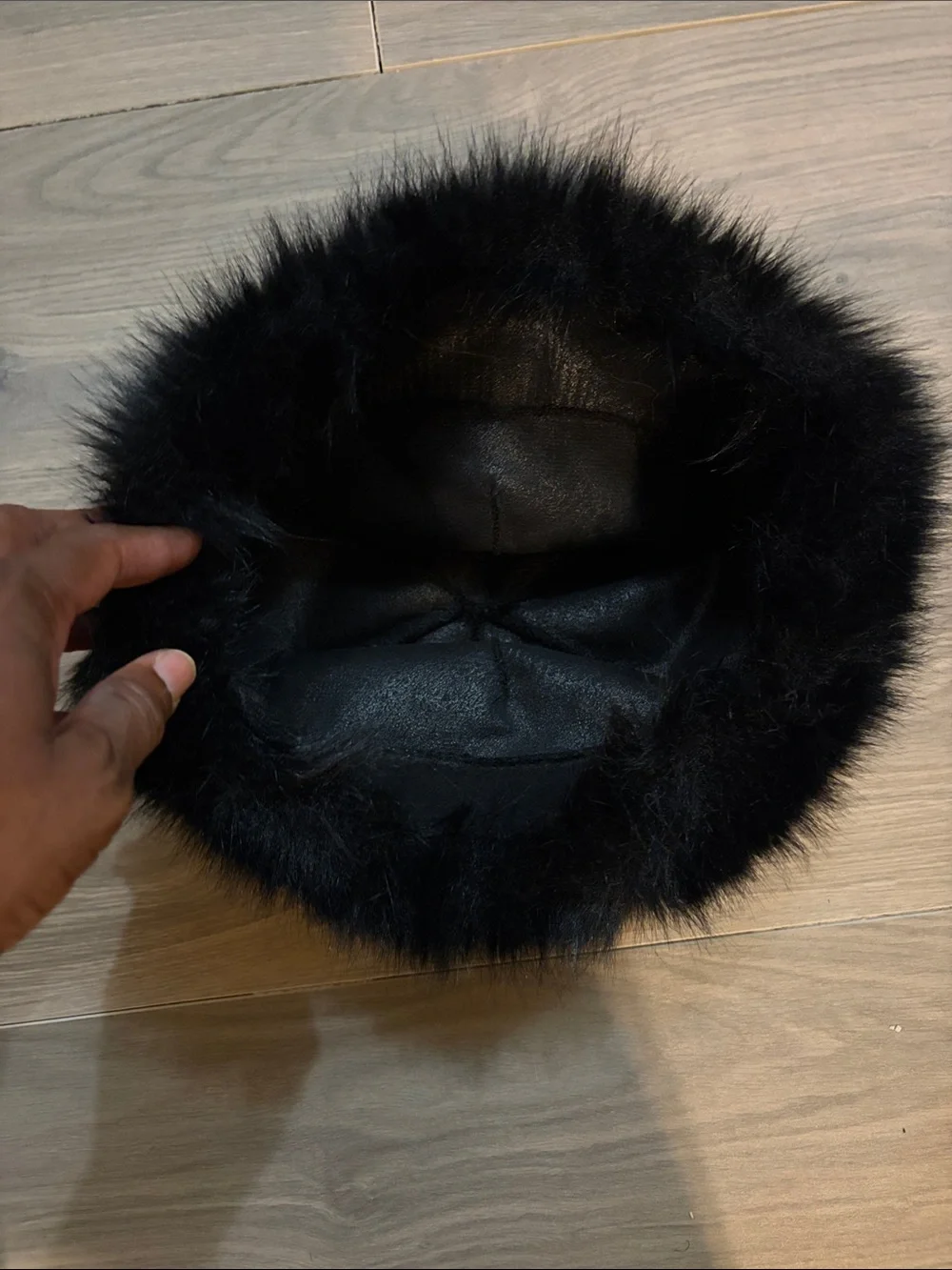 Black Faux Fur Bucket Hat - Women's Cozy Winter Hat